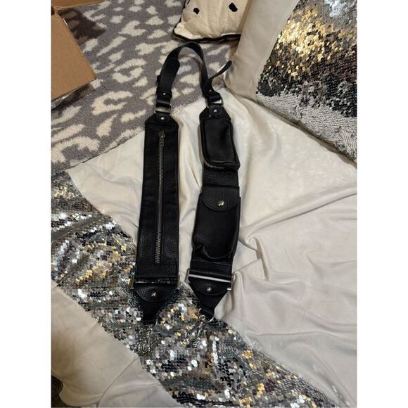 bandolier black /silver all leather billie thick utility crossbody strap OG no c - Picture 4 of 8